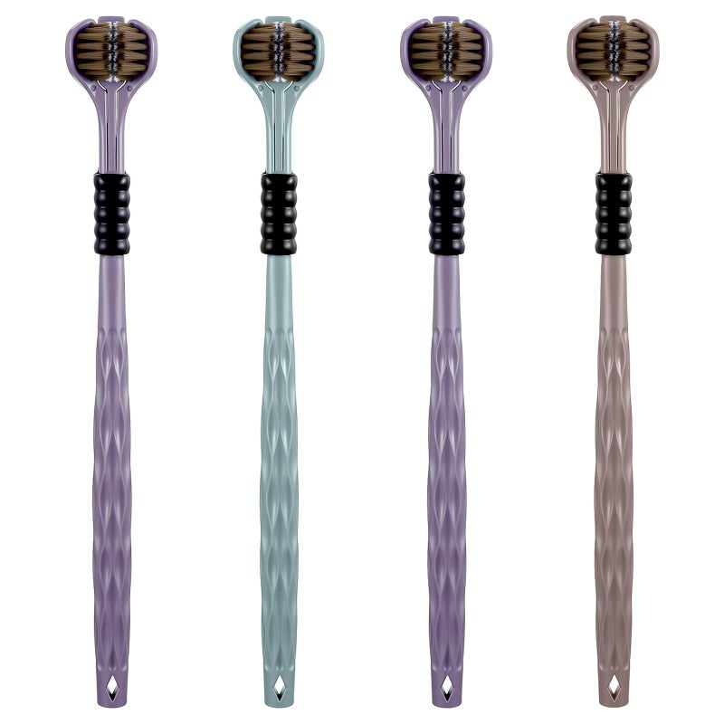 Guduling 4 Pcs 3 Sided Toothbrush,Autistic Toothbrush,360 toothbrushes,Deep Clean, Soft Bristles, Ergonomic Handle,Dental Care Set,for All Ages, Travel-Friendly Design